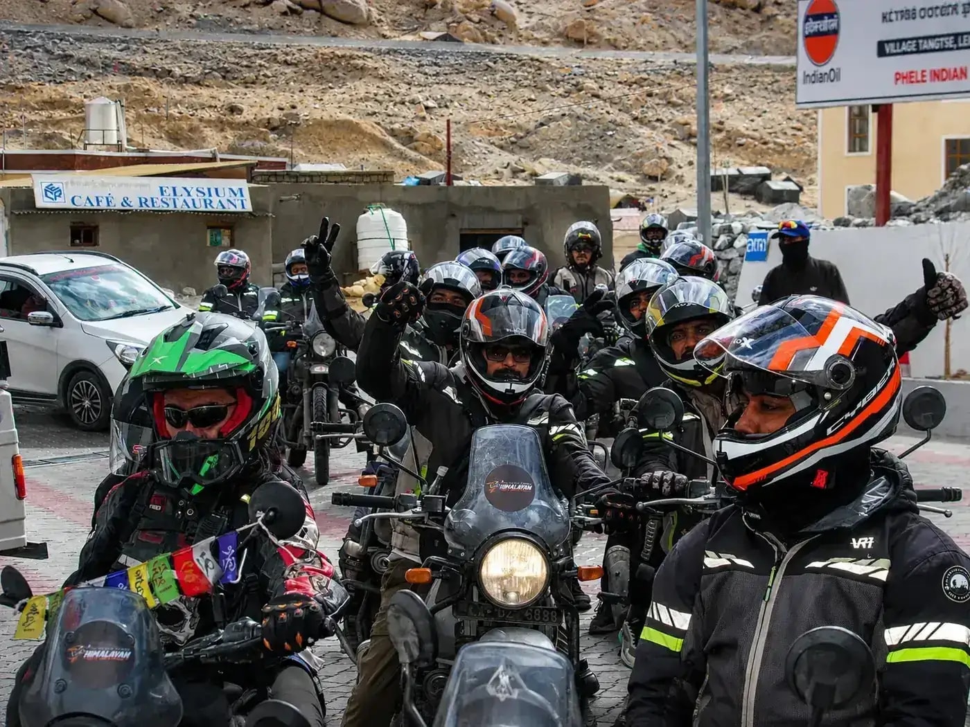Motorcycle riders on a Ladakh mountain journey