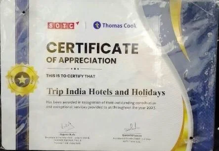 SOTC and Thomas Cook certificate of appreciation