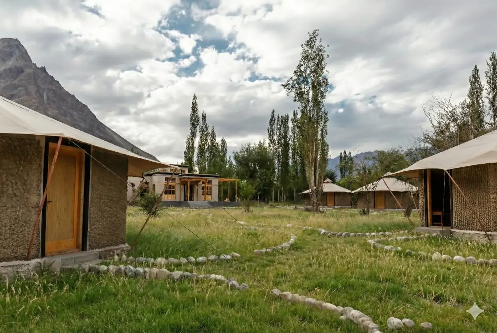 Chalet Seabuckthorn — Tents under poplars